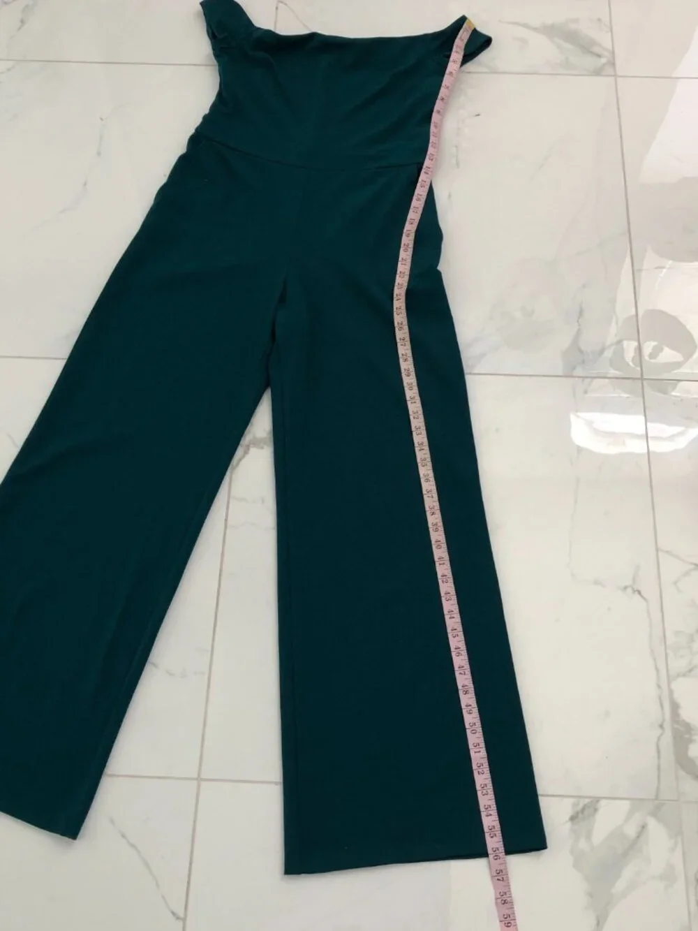 EXPRESS DEEP TEAL GREEN OFF THE SHOULDER WIDE LEG JUMPSUIT Size M MEDIUM PARTY - Picture 8 of 14